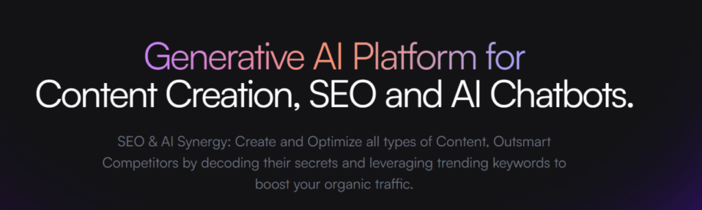 Piattaforma AI generativa per la creazione di contenuti, SEO e chatbot AI 