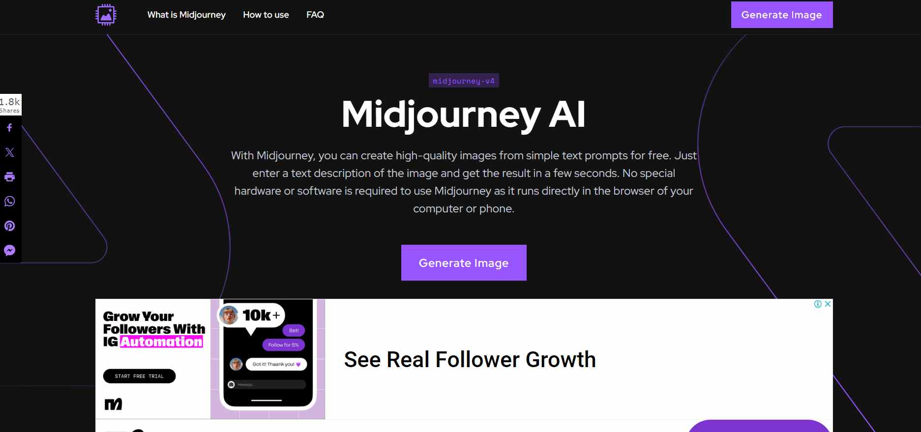  Esplora Midjourney, uno strumento generatore di AI leader, con testo stilizzato e possibilmente elementi grafici indicativi di innovazione e tecnologia. 