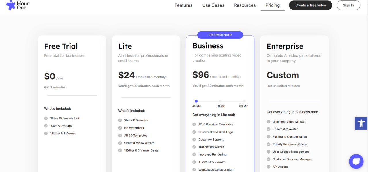 hour-one-pricing-plan