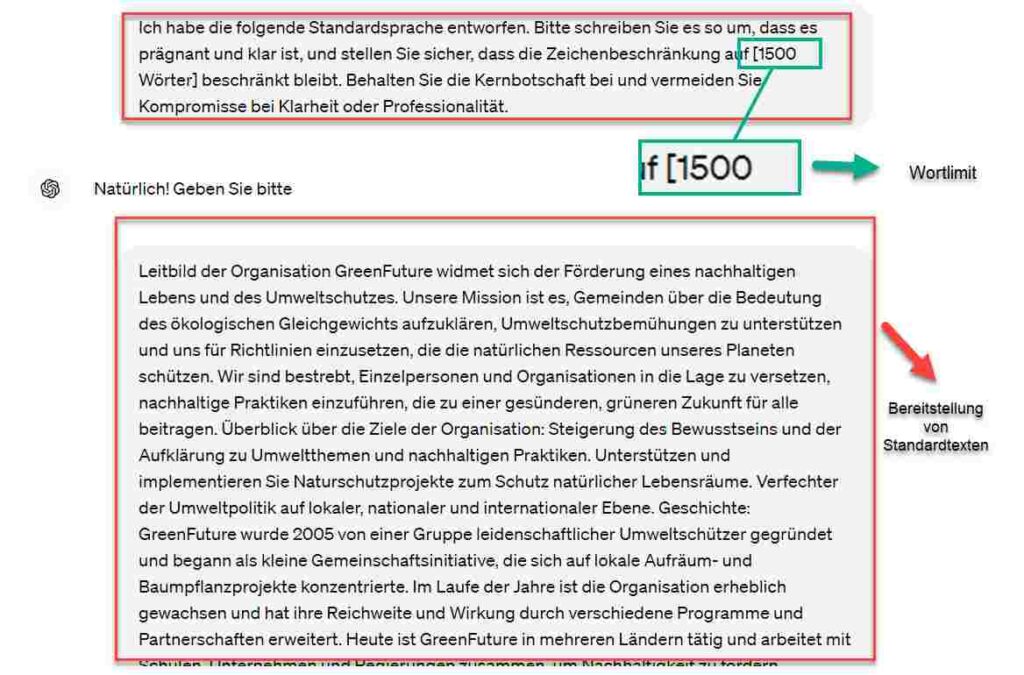 Geben Sie eine Aufforderung zum Chatgpt, um die Boilerplate-Sprache innerhalb der 1500-Wörter-Grenze neu zu schreiben