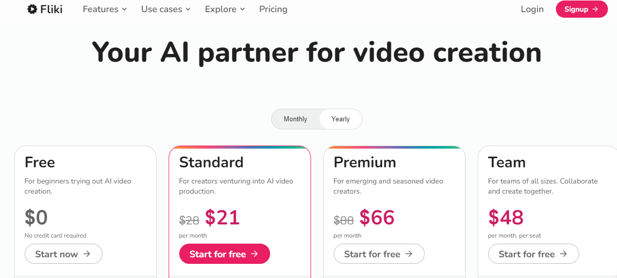 Fliki-pricing