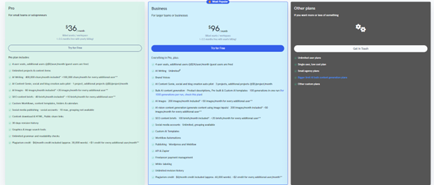  Narrato offre 3 tipi di piani tariffari per tutti i tipi di utenti. 