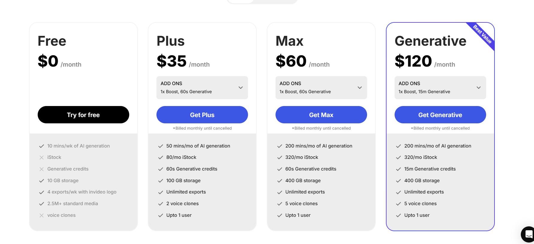 invideo-pricing-plans