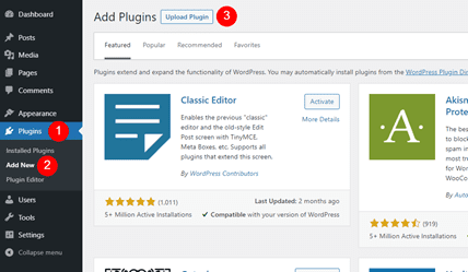 WordPress-dashboard-with-Add-New-plugin-option-selected