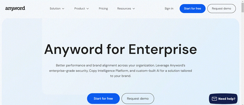 Anyword-interface-showing-custom-AI-models-and-analytics-for-enterprise-marketing