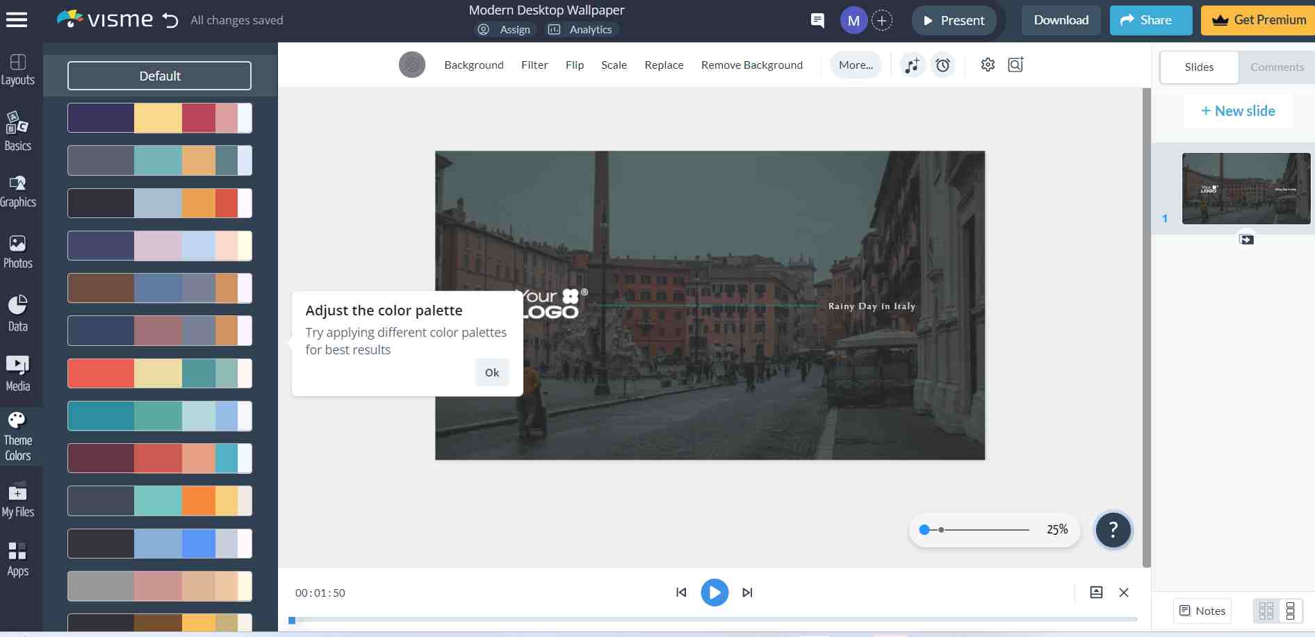 visme-ai-imposta-preferenze-genera-sfondo-desktop