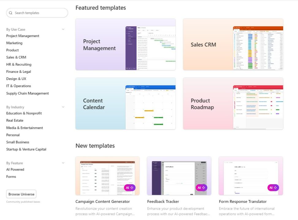 Airtable-offre-une-bibliothèque-diversifiée-de-modèles-facilitant-la-configuration-et-la-gestion-des-projets
