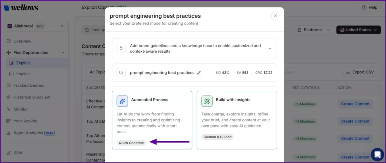 explicit-opportunities-dashboard-showing-suggested-titles-topics-intent-estimated-citations-and-create-content-button-for-further-action