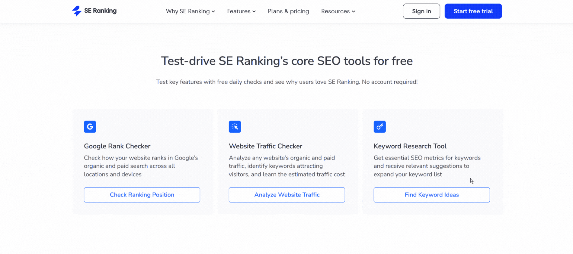SE Ranking (Free Tools)